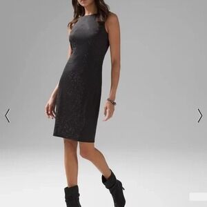 New White House Black Market Black Matte Jersey Studded Dress Size Medium